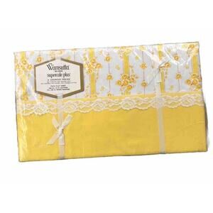 NEW Vintage Wamsutta Supercale Plus Twin Flat Sheet Rambling Rose White/Yellow